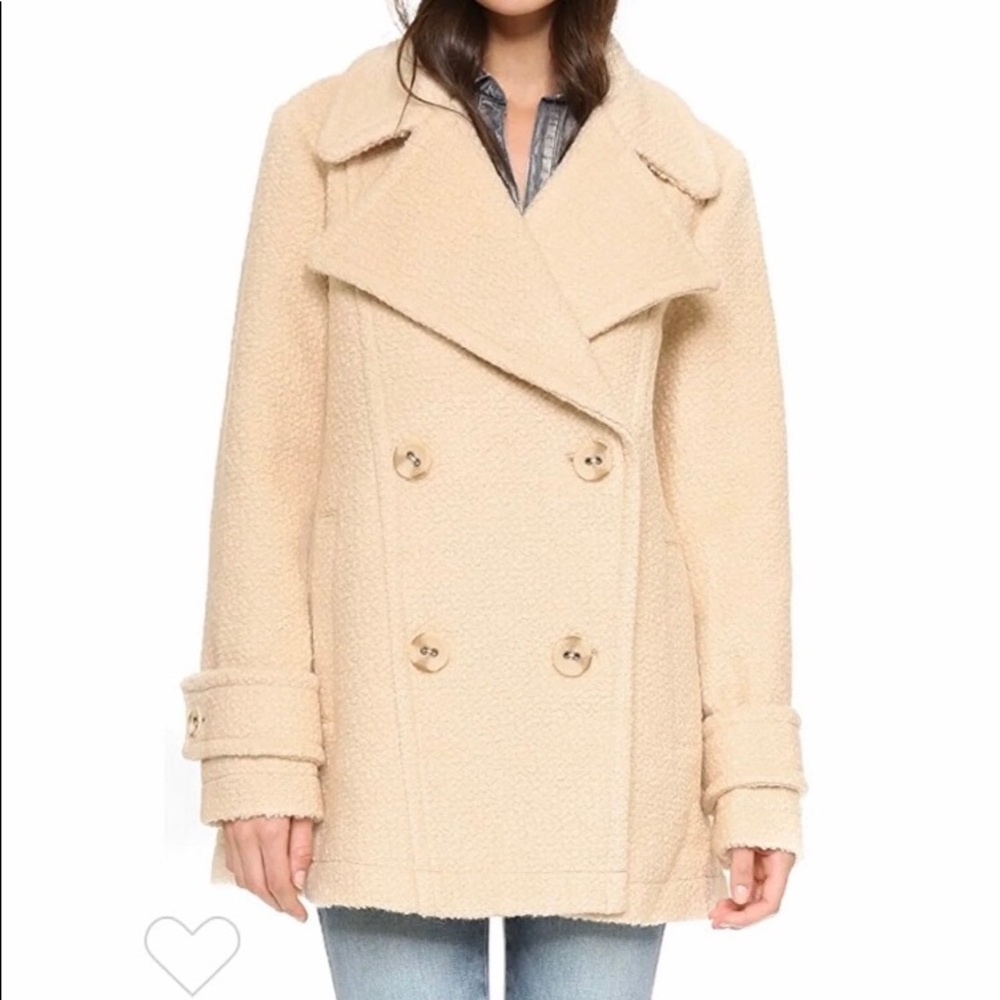 Cream Nubby Harnie Collar Peacoat